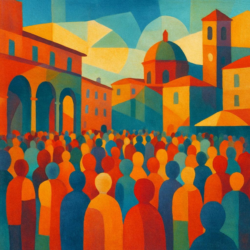 Листен ор Довнлоад Sound of a People in a Public Square Italy